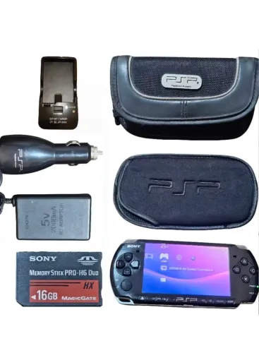 Sony portátil PSP slim 3001 Black piano cartão e acessórios originaisos