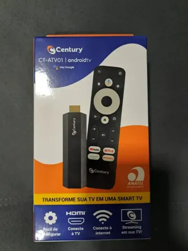 Century Smart Stick Android TV Wi-Fi 8GB Comando de Voz Chromecast HDMI novo