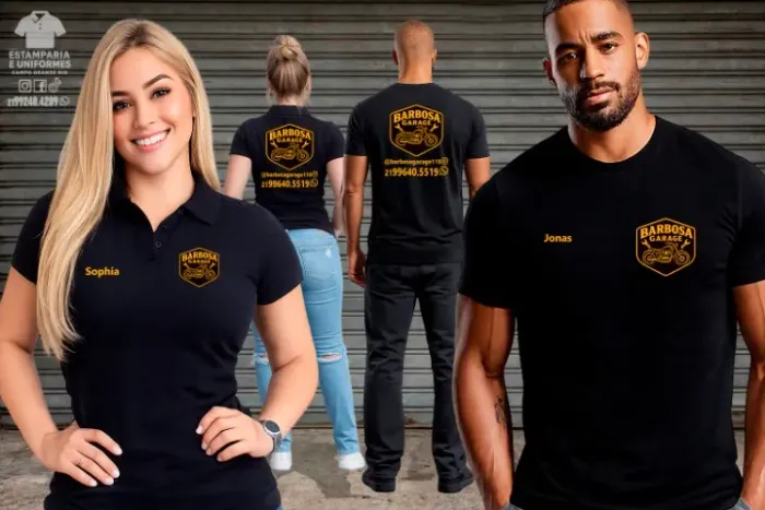 Uniformes em camisas polo com nomes sem custo