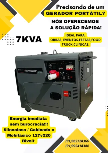 ? Gerador de Energia Toyama 7KVA Silencioso Cabinado 127/220V Bivolt