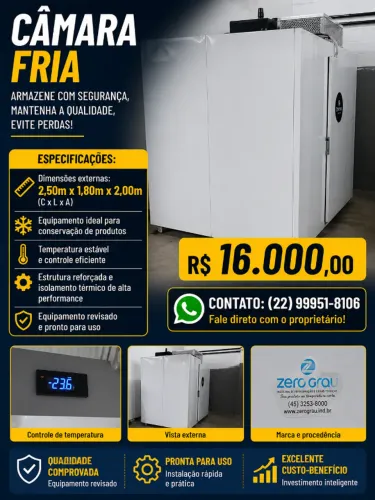 Câmara Fria 2,50 x 1,80 x 2,00 - Completa e Funcionando | Ótimo Estado