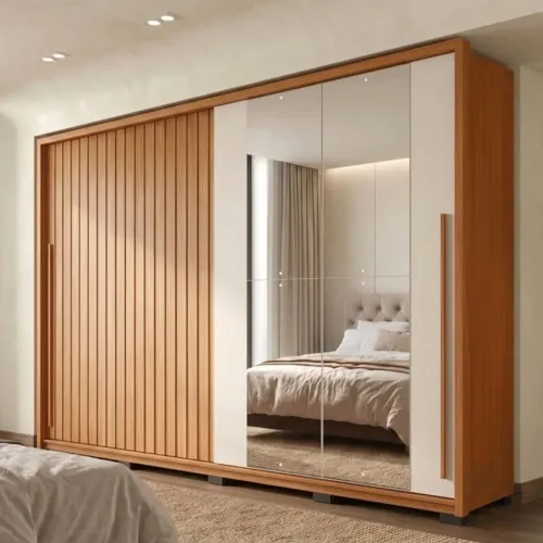 Guarda Roupa Casal ripado 2 porta 4 gavetas com espelho suburban Yescasa