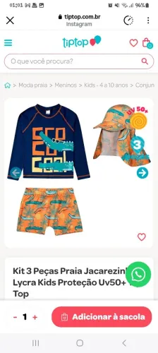 Kit roupa praia menino da marca Tip Top tamanho 3 anos