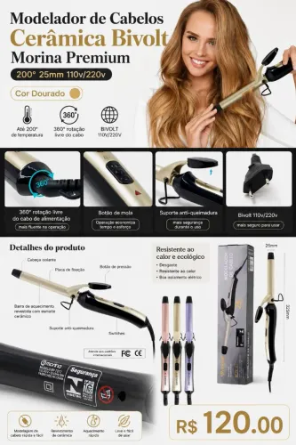 Modelador de Cabelo Cerâmica Bivolt Morina Premium