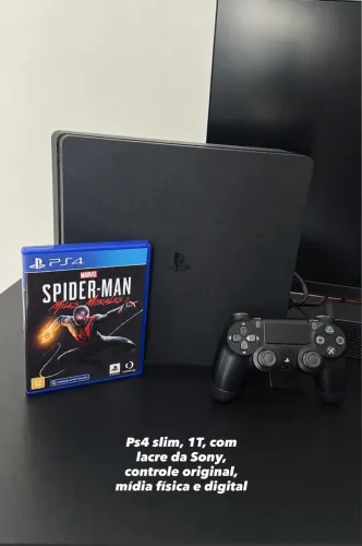Ps4 slim, 1T, com lacre da Sony, controle original, mídia física e digital