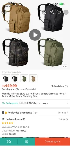 Mochilas invictos de 40 litro , impermeável tecnologia de última geração !!!