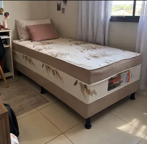 Cama Box Solteiro Com Espuma D28 (Entrega Rápida Produto Novo)