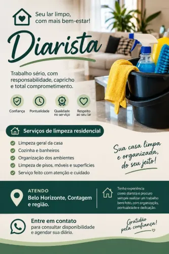 Profissional da limpeza diarista