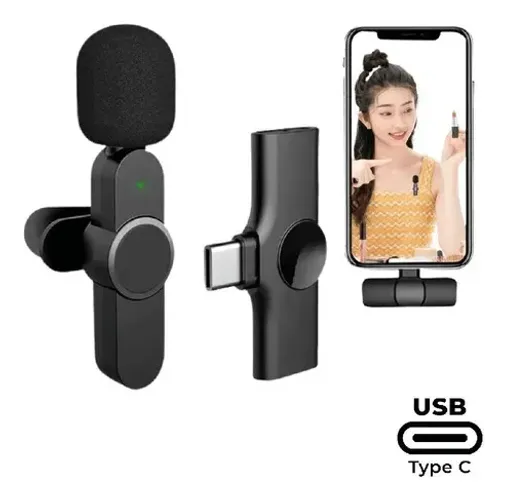 Microfone Lapela Sem Fio H'maston MK-03 Preto Para Android