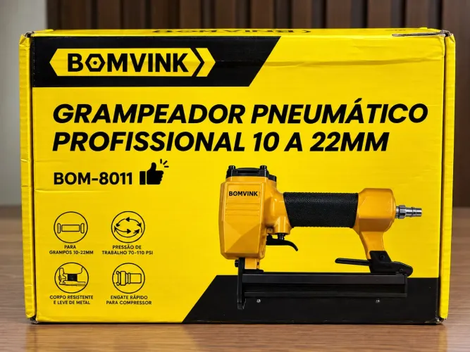 Grampeador Pneumático Profissional Bomvink BOM-8011 10 a 22mm