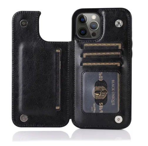 Capa celular carteira cor preta para iPhone 13 