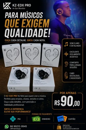 retorno de palco fone KZ edx pro(novos)