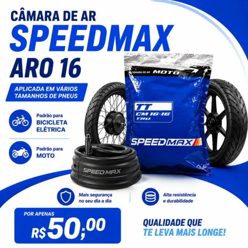 Câmara de ar 16x3.00/4.00 SpeedMax e-bike e moto