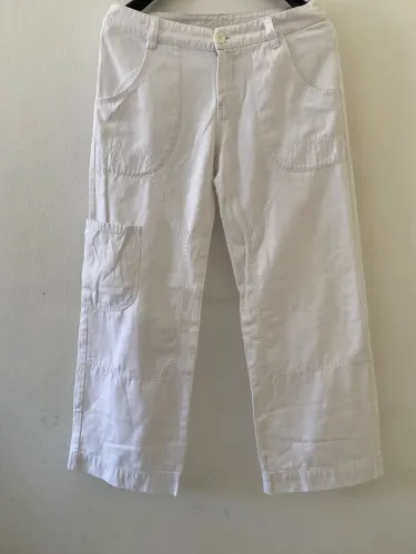 Calça TAM-42 branca sarja com bolsos