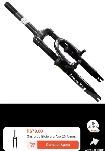 Garfo com amortecedor aro 20 com suporte para freio a disco