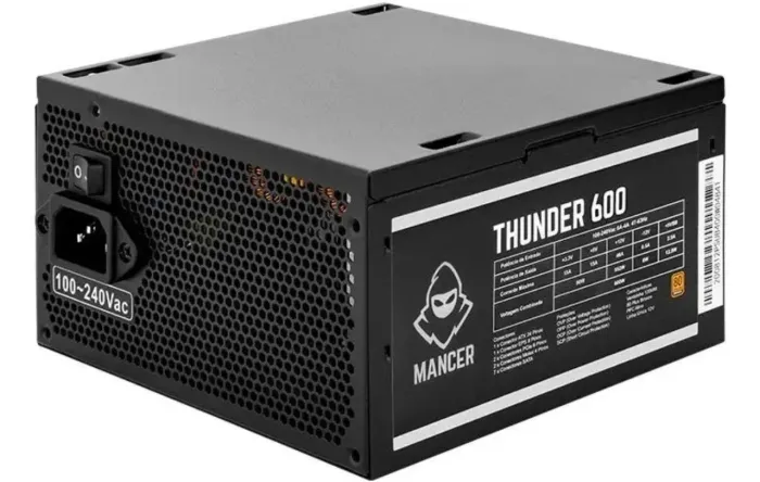 Fonte Thunder Mancer 600W ATX 80 PLUS Bronze com PFC Ativo
