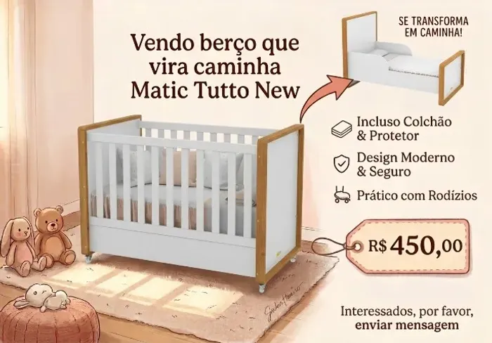 Berço que vira caminha