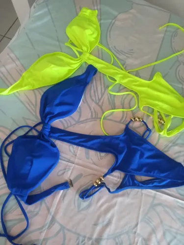 Kit 2 biquínis azul e verde limão M