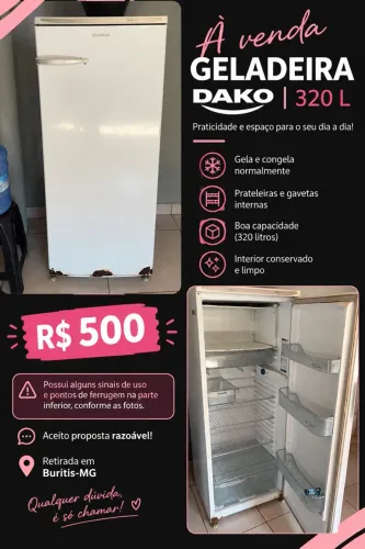 Vendo geladeira Dako 320litros