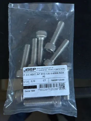 Parafusos Allen inox m10 -50 