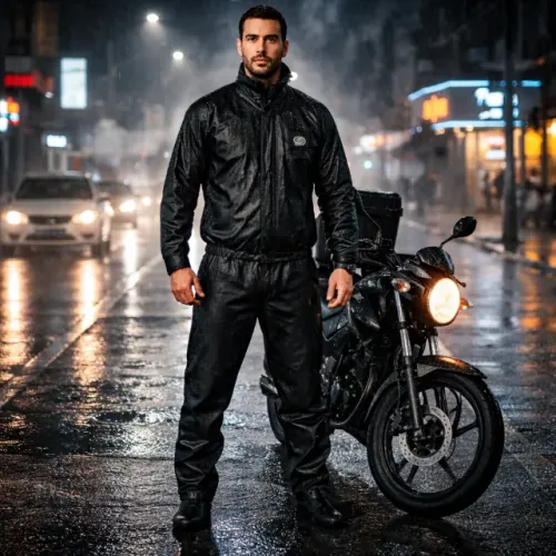 Conjunto Capa Chuva Motoqueiro Impermeável Com Gola