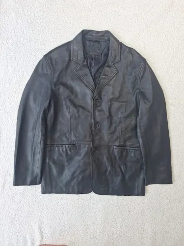jaqueta zara man em couro legítimo, estilo blazer, em pele de carneiro extremamente macio