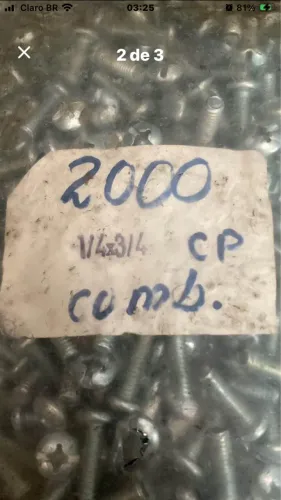 Parafusos 1/4 x 3/4 combinado (pacote 2000 peças)