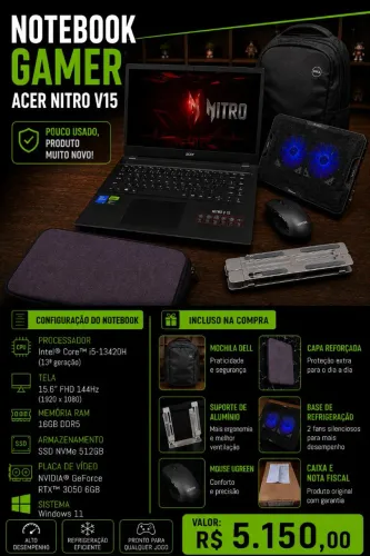 Notebook Gamer Acer Nitro v15