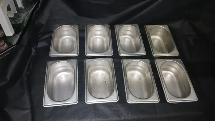 Cubas Aço Inox Tramontina (GN 1/9 - 65mm) 8un, R$15,00 cada, sem tampa