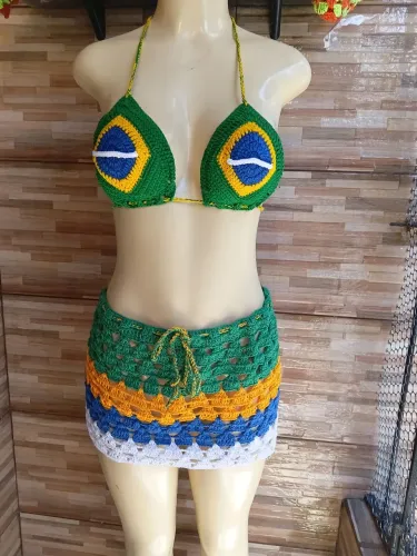 Conjunto de crochê do Brasil tamanho M