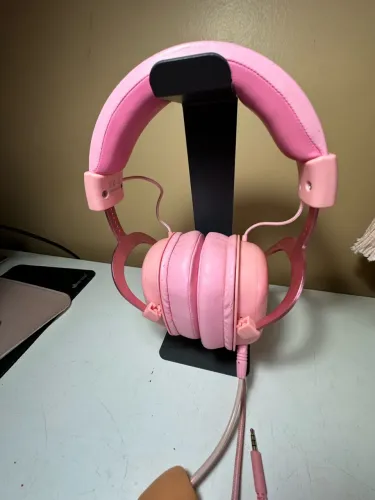Headset rosa + suporte