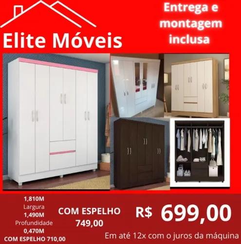 COM A MONTAGEM E A ENTREGA GUARDA ROUPA NOVO NA CAIXA COM GARANTIA DE FABRICA.