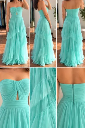 VESTIDO DE FESTA LONGO VERDE TIFFANY ?