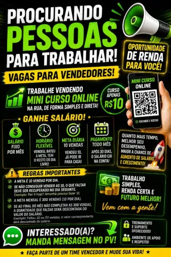 ? VAGAS PARA VENDEDORES! ?