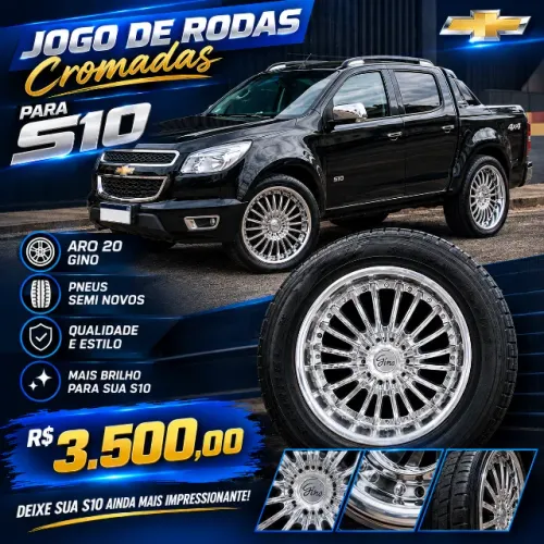 Rodas Cromadas para S10 - com Pneus meia vida