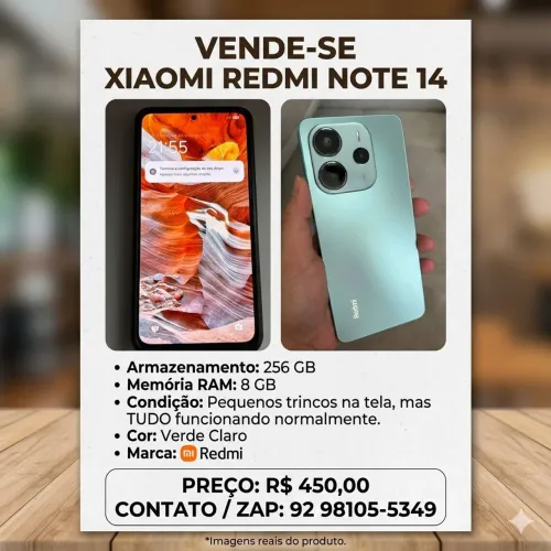 Vendo xiaomi redmi not 14 pequenos trincos de 256 GB de 8 GB de ram funcionando