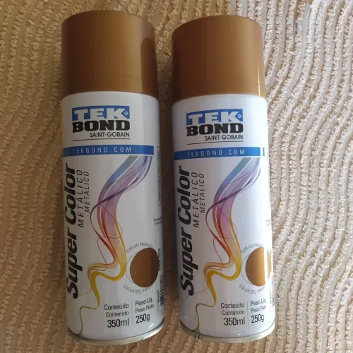 2 Unidades Tinta aerossol Super Color Tekbond Cobre Rosê Metálico 350ml / 250 g