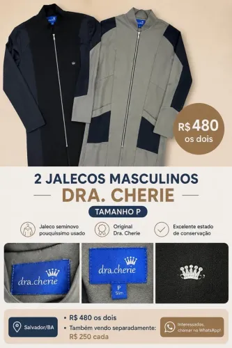 2 JALECOS MASCULINOS DRA. CHERIE ? TAMANHO P