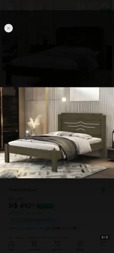 Cama de casal Sofia195x144cm cor castanho e branco