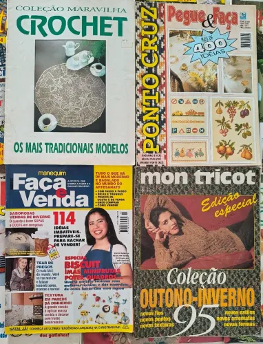 Revistas crochê, ponto cruz, tricô, bordado arraiolo