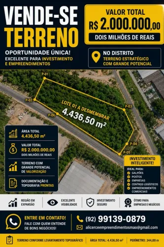 VENDO TERRENO DE 4.000 M2 NO DISTRITO