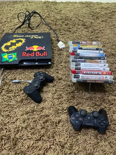 PS3 com 12 jogos + 2 controles ( leia a descrição! )