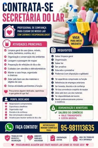 Contrata-se empregada Doméstica 