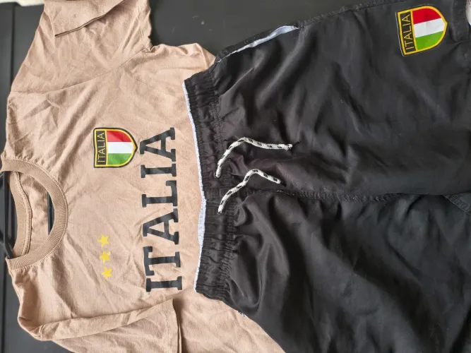 CONJUNTO DE CAMISETA CAMISA ITALIA 100% ALGODÃO MANGA CURTA Shorts TACTEL ESTAMPA ITALIA