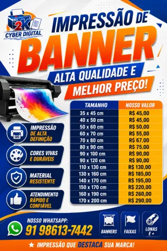 Produzimos banners, faixas, adesivos e materiais promocionais