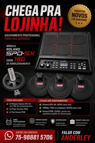 Bateria SPSDX Roland nova + Pds PD8 Roland e TP65 Yamaha