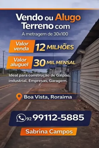Imóvel para aluguel e venda com 3000 M2 boa vista Roraima