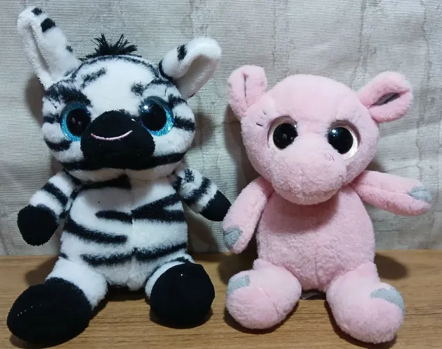 Kit 2 pelúcias all about nature zebra e hipopótamo