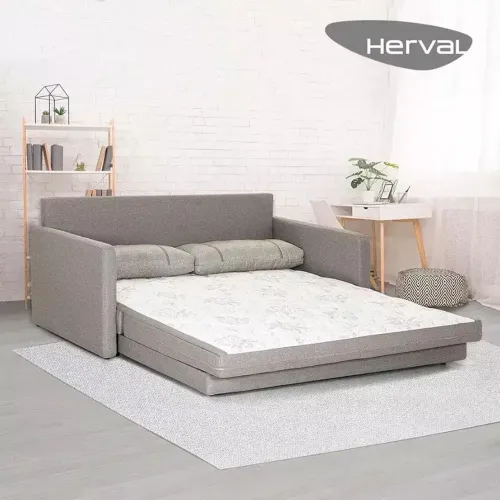 Sofá Cama Herval Versátil Queen 1,76M - Linho cinza