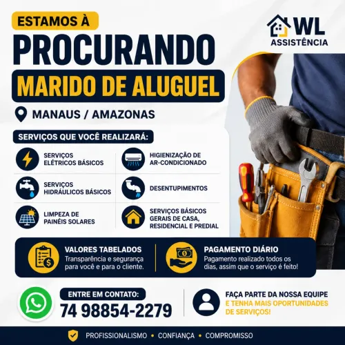 Vagas pra emprego - Marido de Aluguel em Manaus